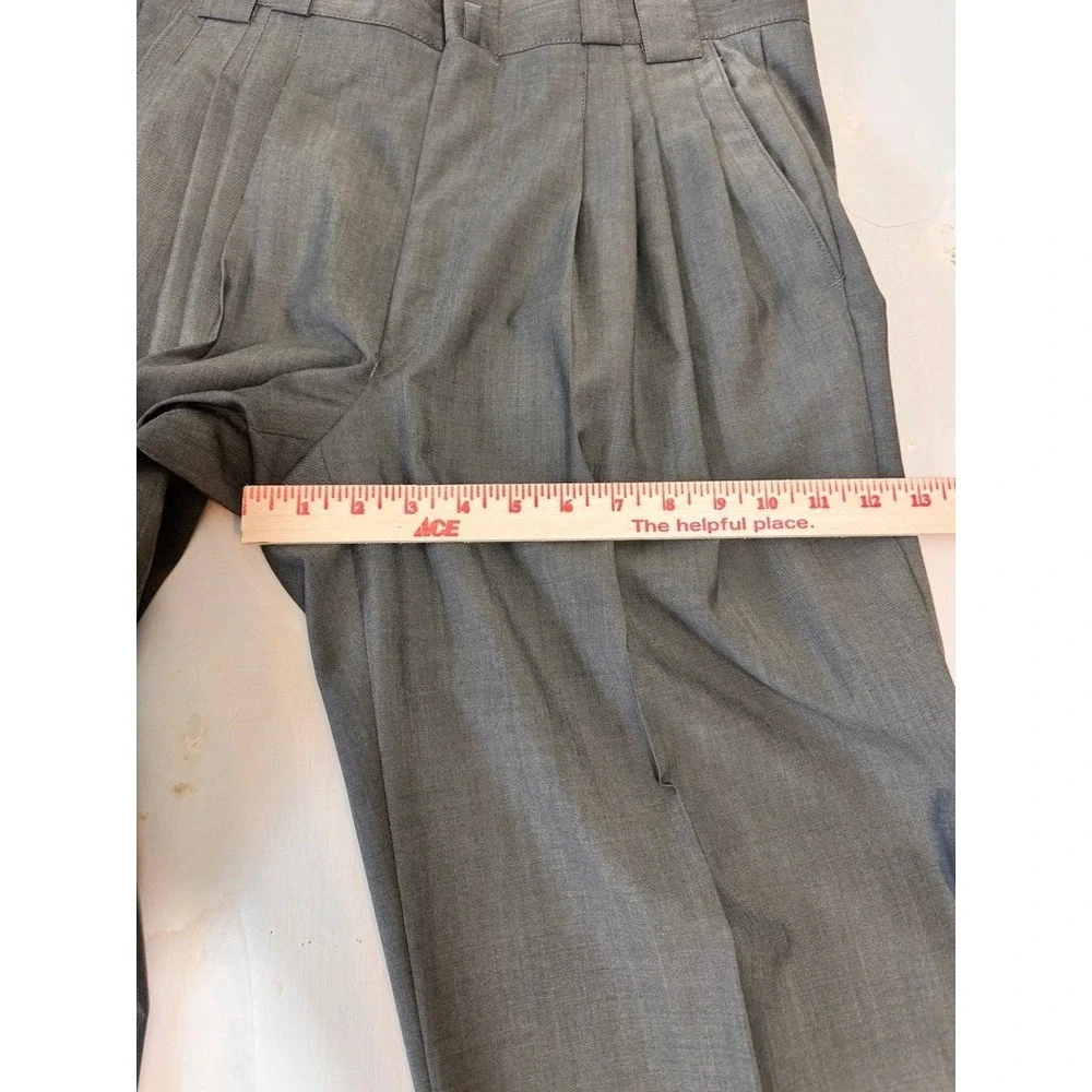Gianni Versace VTG Mens Gray 100% Lana Wool Triple Pleated Trousers Italy 31x30